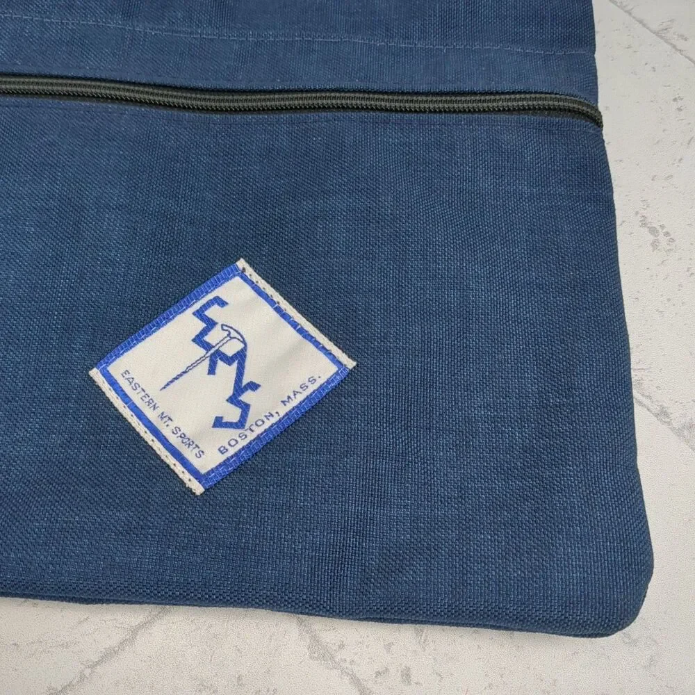 VTG EMS Eastern Mountain Sports Blue Canvas Briefcase Bag 1960s 1970s Logo